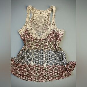 Aeropostale size small boho style Multicolor Lace Trim Tank Top